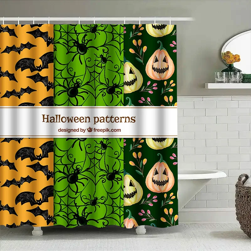 

Tuniu Halloween Bat Floral Waterproof Shower Curtain Spooky Bat Print for Bathroom Decor