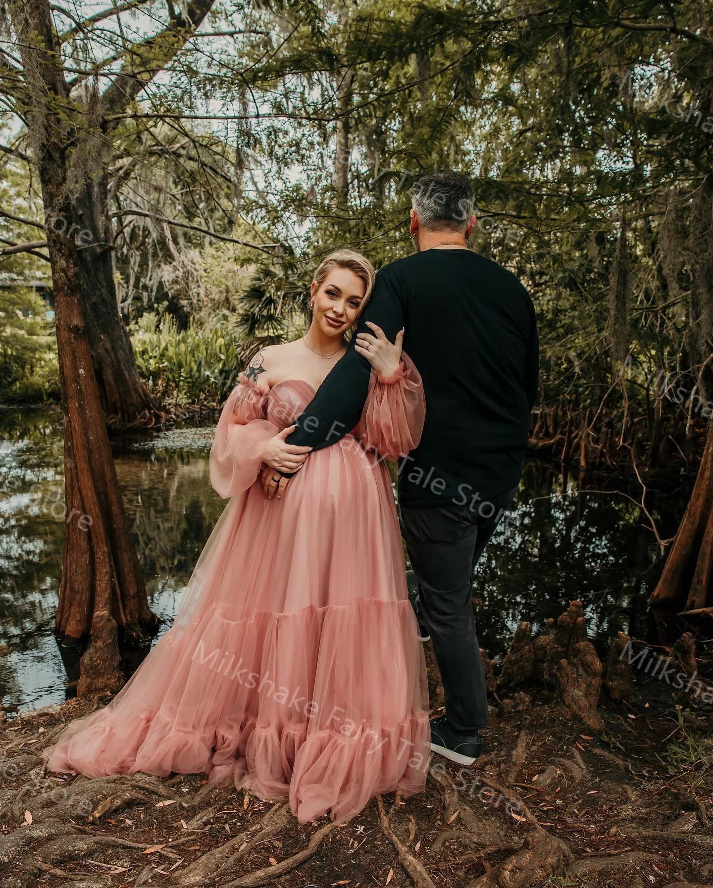 Vestidos de maternidad Vintage de una línea para fotografía, hombros descubiertos, tul, batas de embarazo, mangas largas, vestidos de Baby Shower Sexy