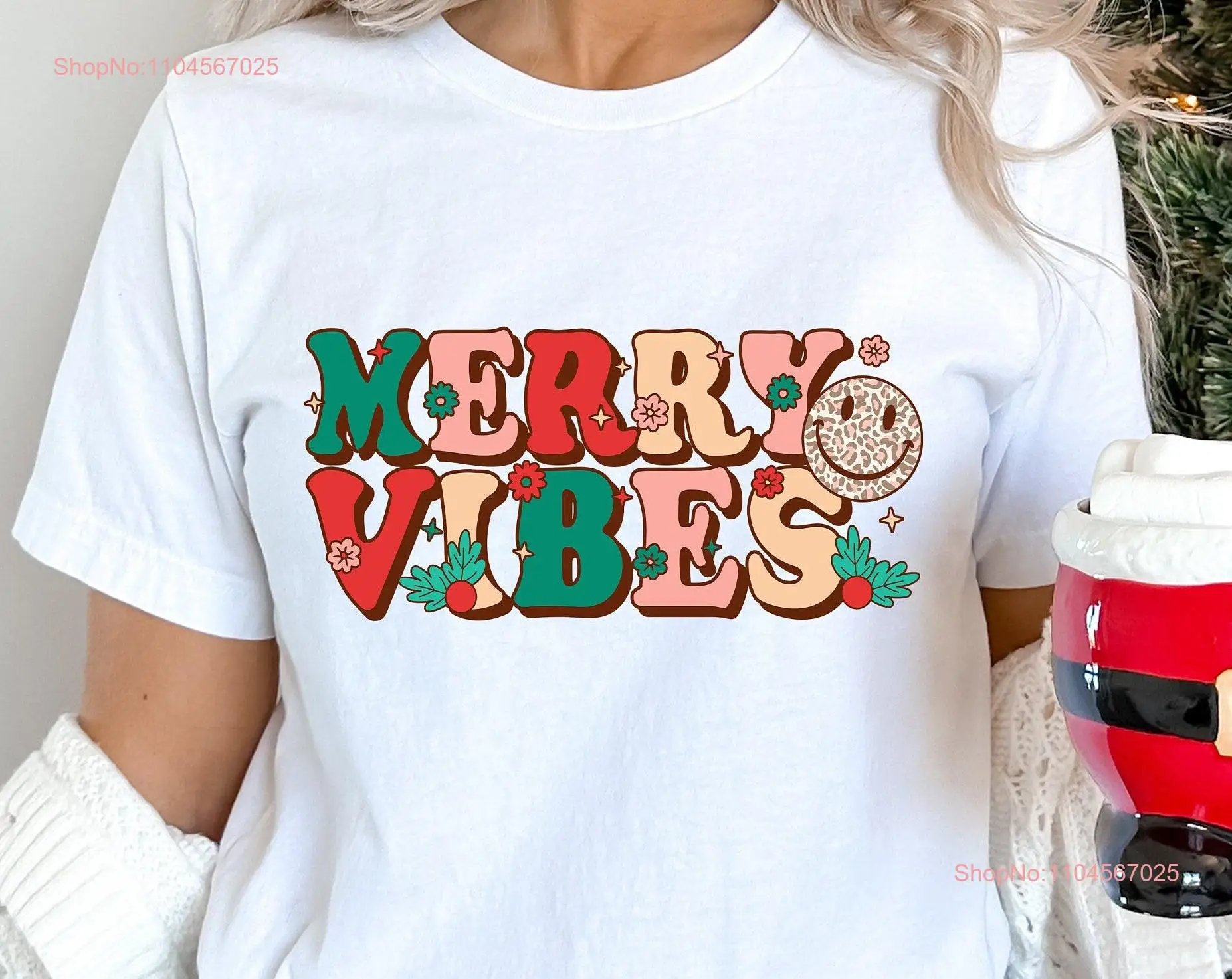 

Футболка Merry Vibes Christmas Noel for Her Holiday в стиле ретро с длинными или короткими рукавами