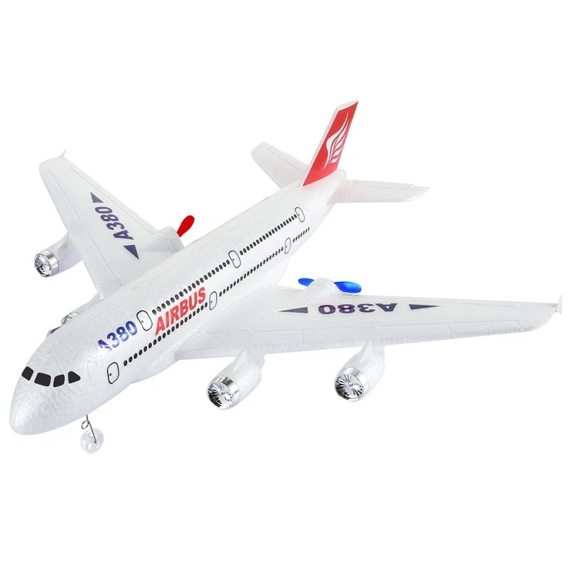 Airbus Hw30 Remote Control Airplane A380 Two Channel Fixed Wing Foam Glider Dual Power Rear Push Rc Model For Outdoor Hobby
