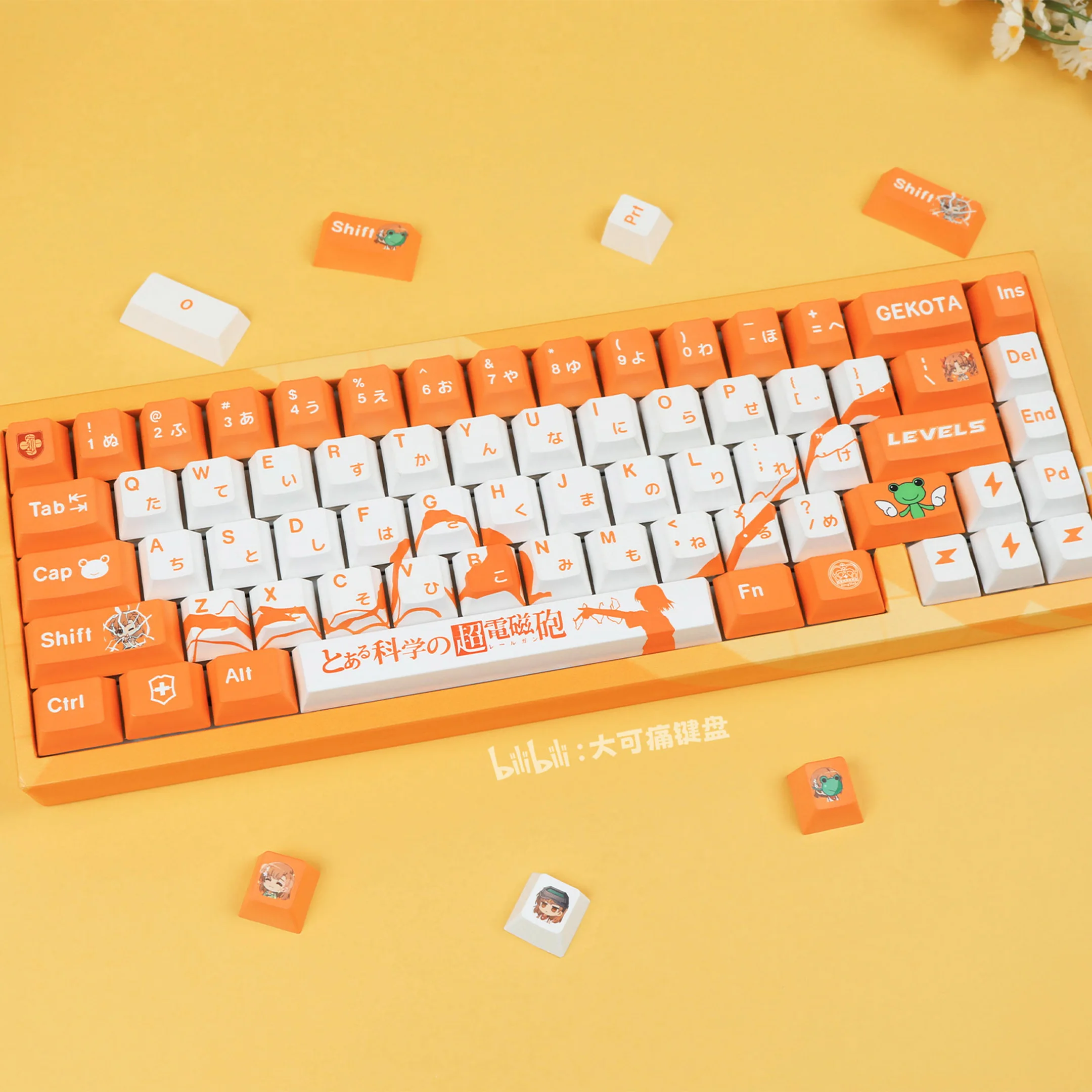 120 Keys Misaka Mikoto Keycaps Railgun PBT Dye-Sub Backlit Keycaps Anime Gaming Key Caps for ANSI 61 68 87 104 108 Keyboard