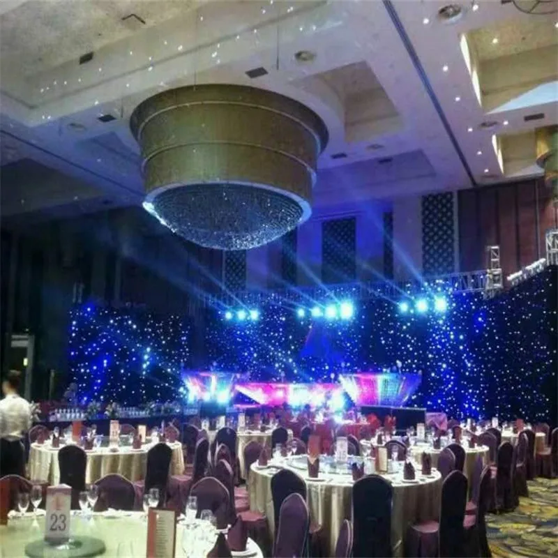

New 4m*6m Led Light Effects Large Star Curtain Star Colth Stage Drapes Blue-white Color With Lighting Controller Curtain Llfa