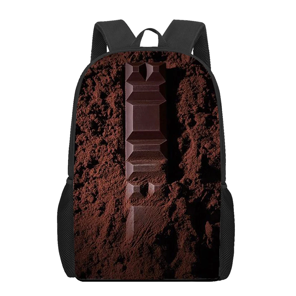 Chocolate engraçado 3d impressão crianças sacos de escola crianças mochila para meninas meninos estudante sacos de livro mochilas escolar