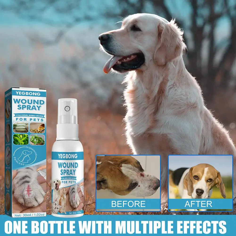 

30ml Pet Wound Spray Itch Relief Dog Cat Skin Healthy Care Spray Skin Care Treatment Products For Itchy And Sensitive Skin A7N2