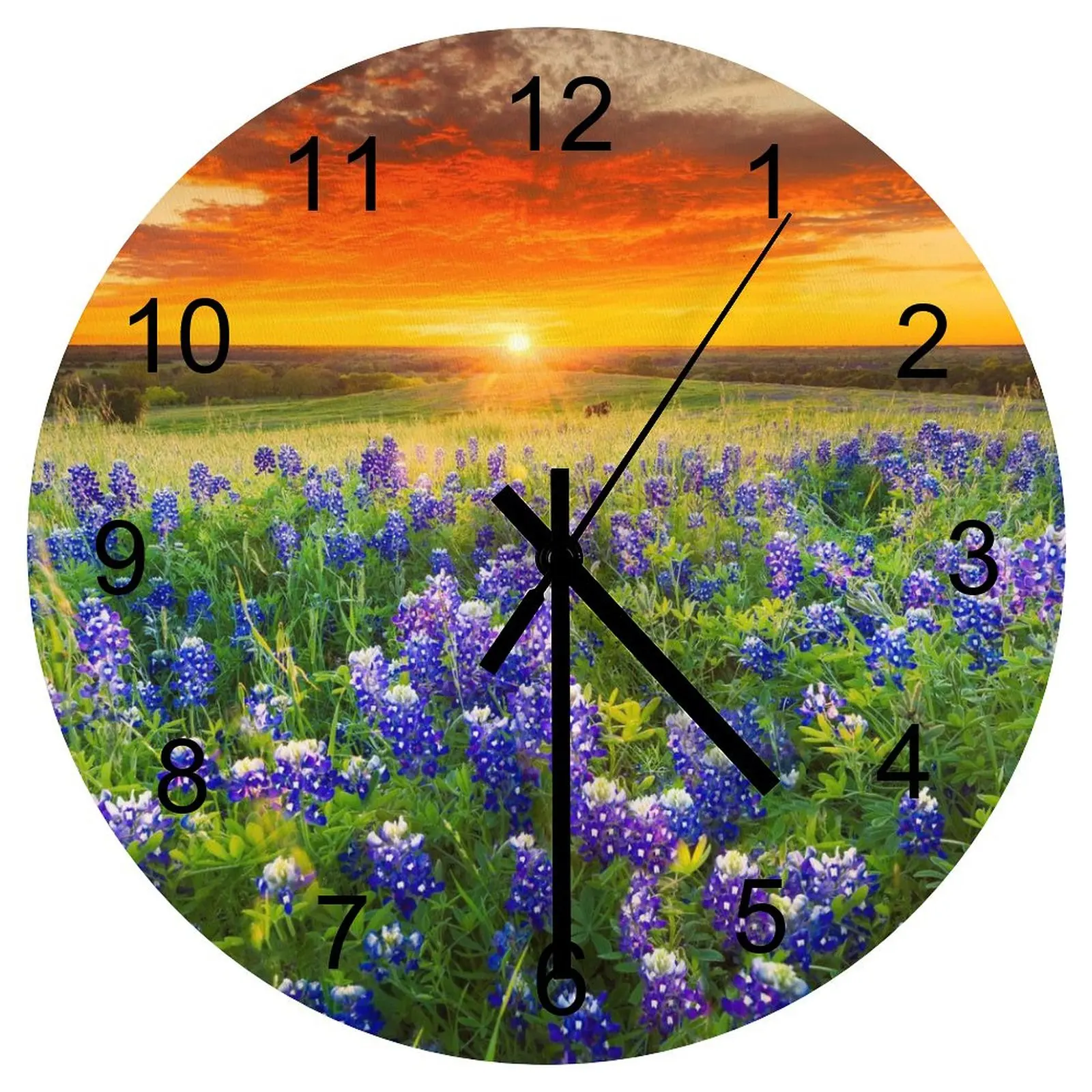 

Study Wall Clock Beguiling Flowers Nature Clocks 12 inch Mute Fashion Round Artistic Easy To Read Vintage