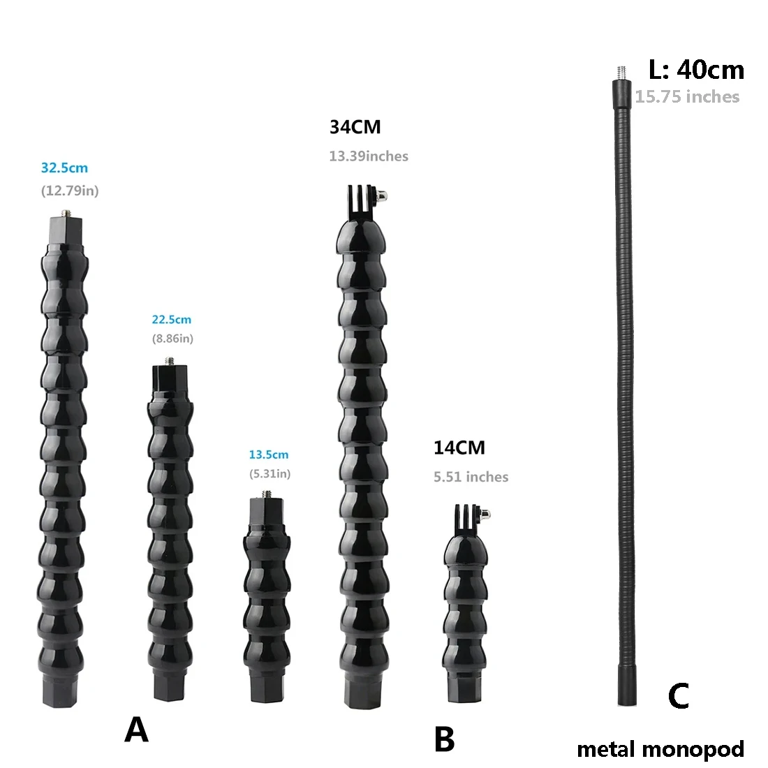 Flexível gooseneck monopé com suporte de montagem para gopro hero 5 6 7 8 9 10 sjcam dji osmo câmeras ação selfie vara para telefones