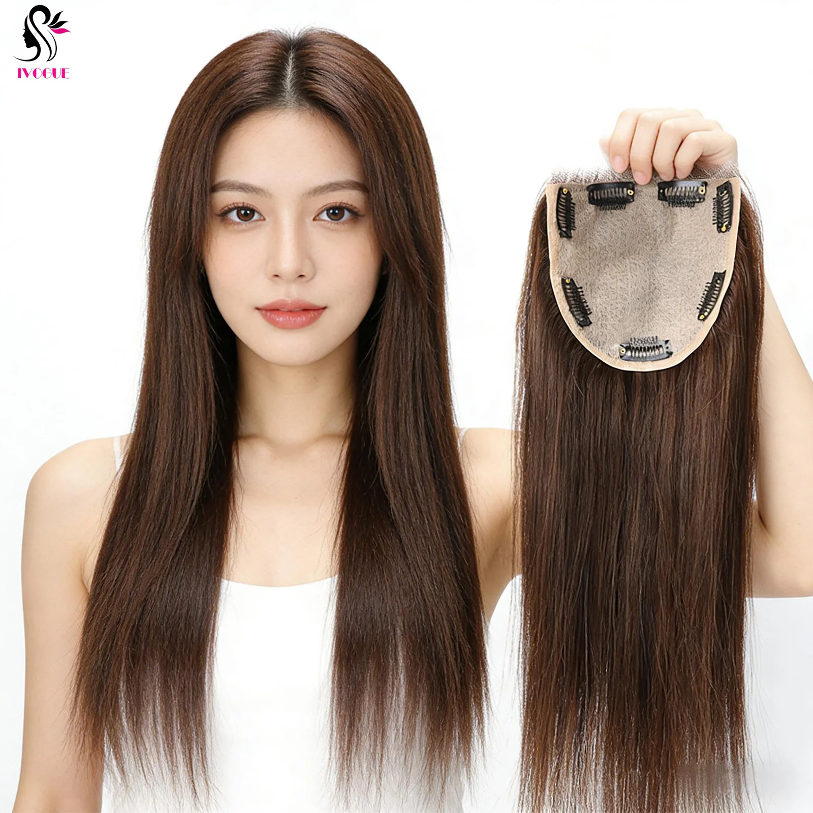 

Длинный шелковистый топпер из натуральных волос 5x5 дюймов с прозрачной кружевной основой, коричневый, с натуральной линией роста волос, для женщин