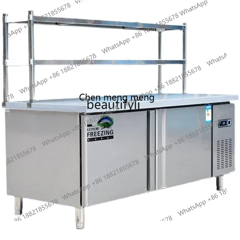 

Commercial Workbench Refrigerated Cabinet Freezer Stainless Steel Operating Table Refrigerator Frozen Kitchen Milk Tea Shop