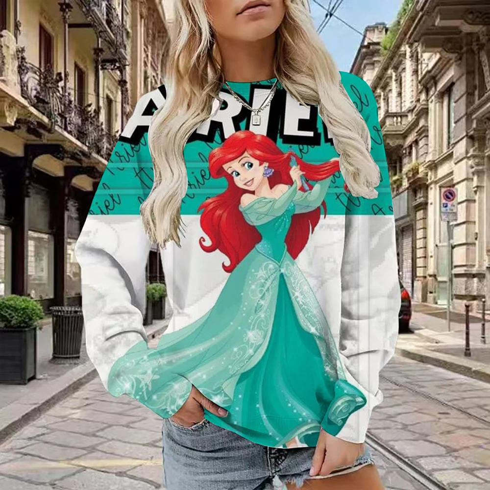 レトロディズニープリンセスクリスマス映画パターンパーカーレトロ80年代映画長袖パーカー四季カジュアルレディーススポーツウェア