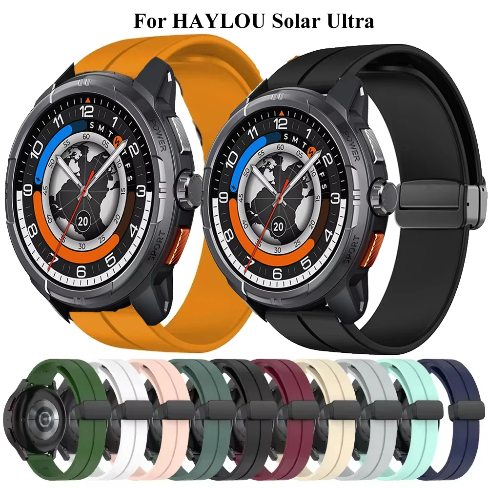 Magnetic Folding Buckle Band For HAYLOU Solar Ultra Smart Watch Silicone Strap For HAYLOU Solar Ultra GPS Watchband Bracelet
