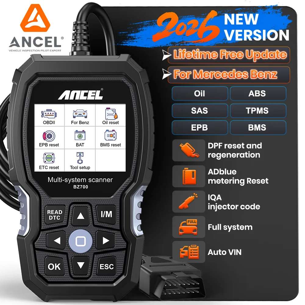 ANCEL BZ700 OBD2 Scanner for Mercedes for Benz Sprinter Smart All System Scan Tool ABS SRS SAS Oil Reset Car Diagnostic Tool
