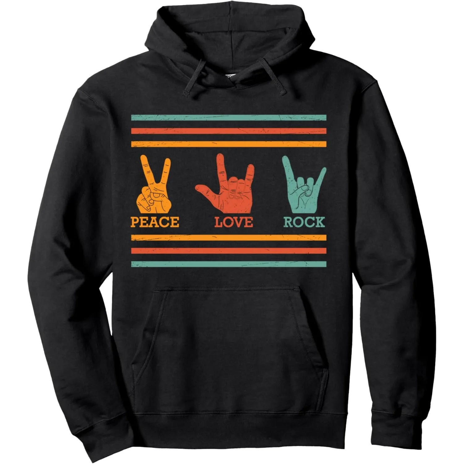 

Peace Love Rock Vintage Classic Concert Band Music Men Women Pullover Hoodie