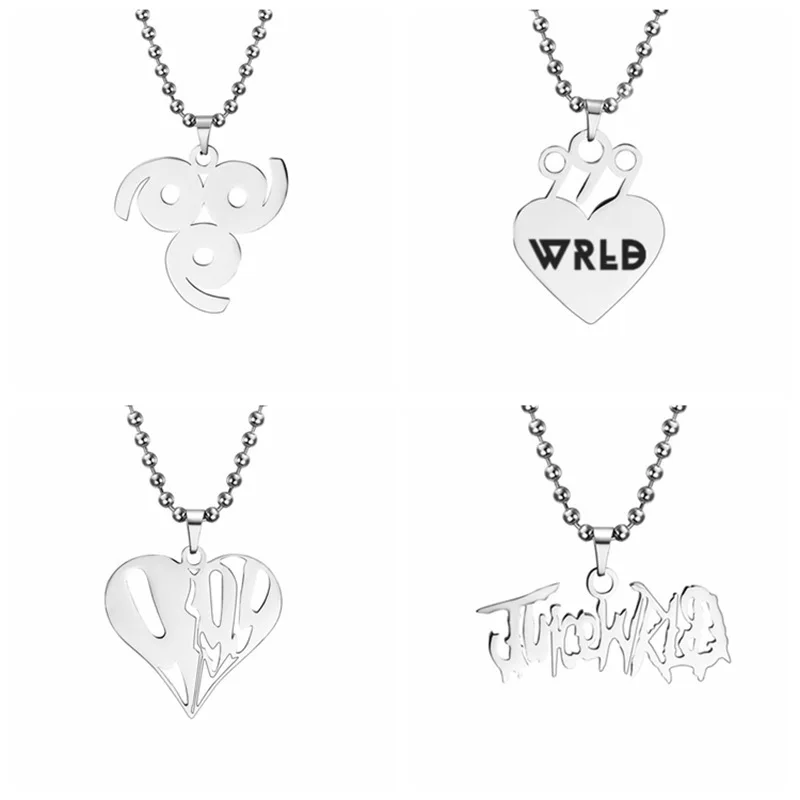 JUICE and Wrld Necklace Rapper Singer Letter Name Same Chain Necklace Fans Souvenir Jewelry Gift Stainless Steel Pendant