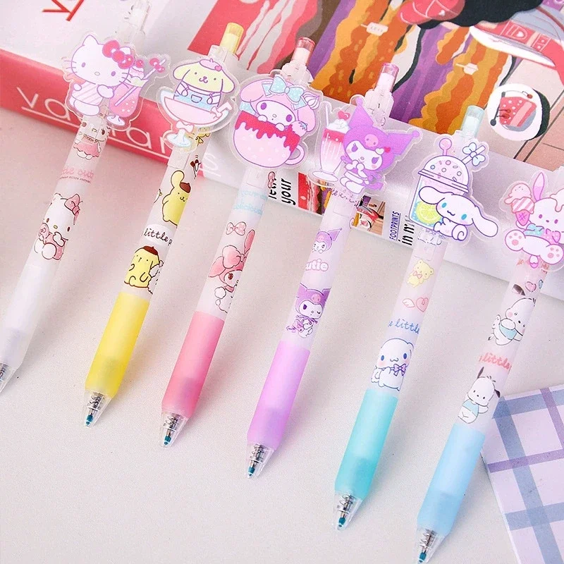 Imagem -05 - Sanrio 27 54 Peças Caneta Gel Kawaii Olá Kitty Melodia Pochacco Estudantes Canetas de Papelaria 0.5 Preto Escola Escrever Escritório Assinatura Canetas