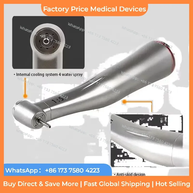 2026 Steel Increasing Contra Angle Low Speed Electric Motor Tip Red Ring Turbine 1:5 Handpiece fastshipping