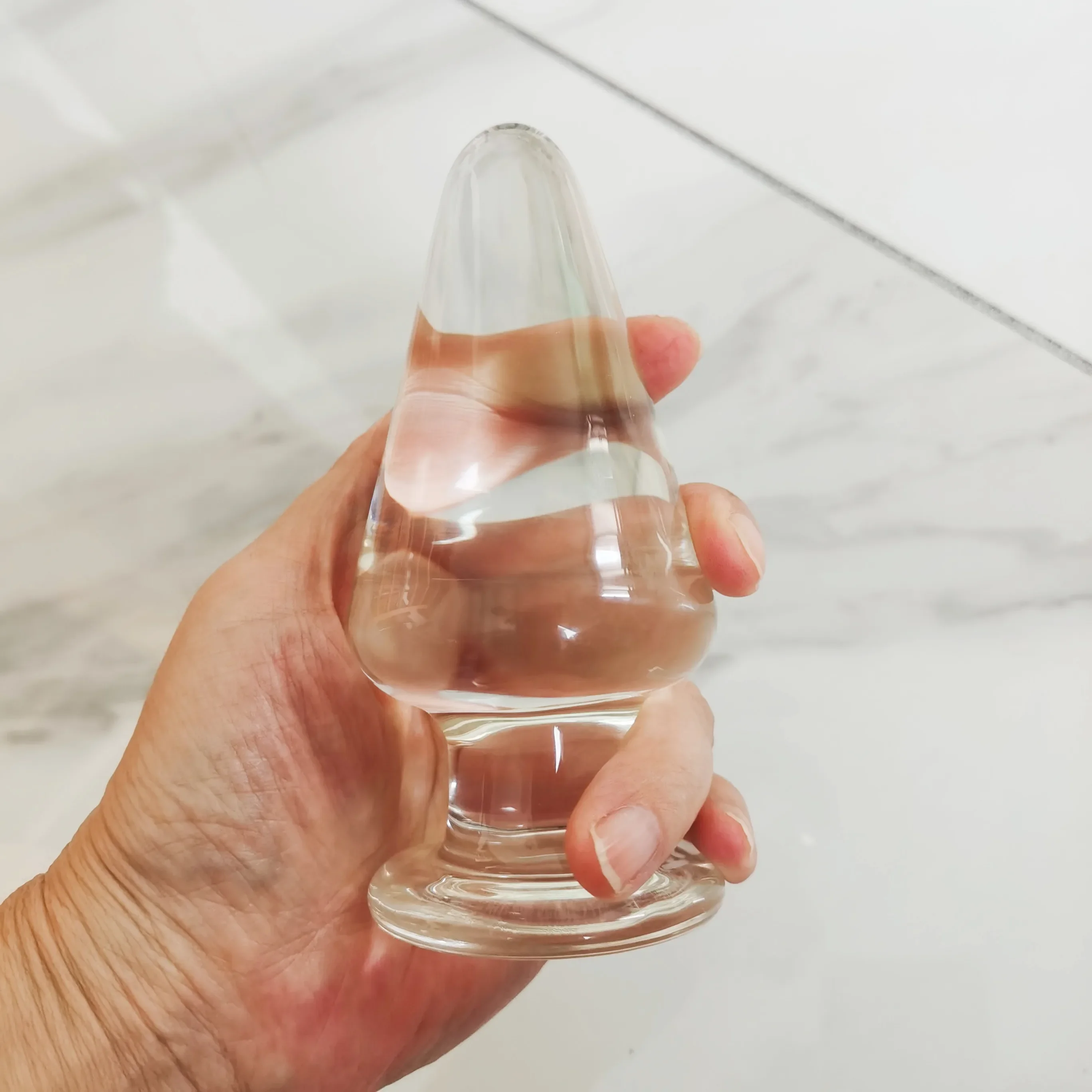 Transparent Water Washed Glass Anal Plug, Sex Toys, Anal Masturbators, Expansion Training, Adult Products, SM BDSM, Large, 6cm