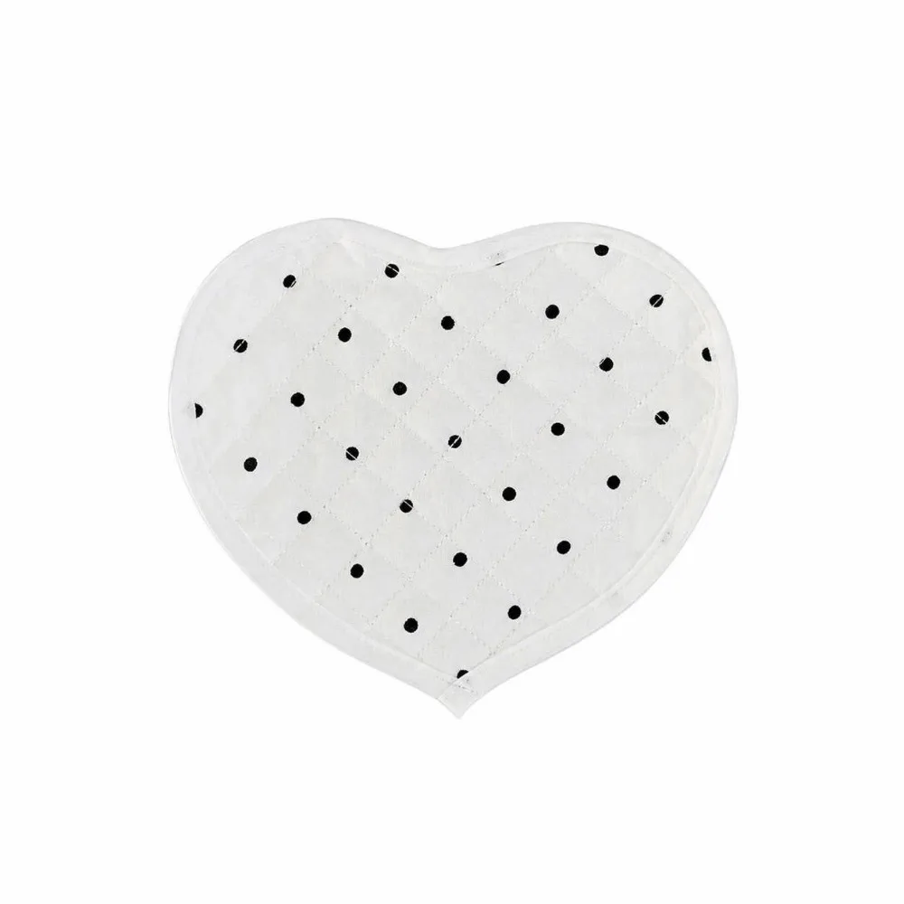 New Polka Dot Heart-shaped Placemats Plaid Cotton Insulating Table Mat Decorative Black Quilted Water Cup Mat Home Decor