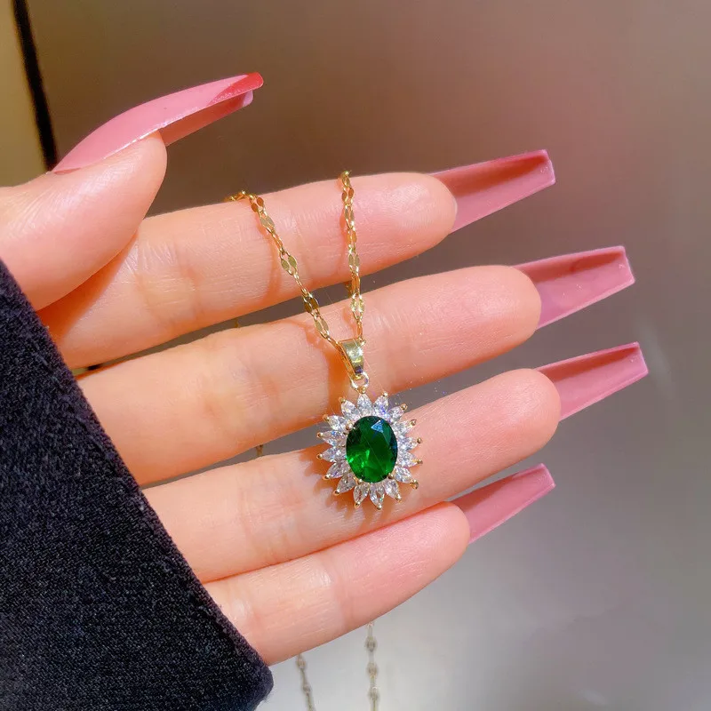 

Necklace, women's sunflower, geometric luxury, necklace, niche, light luxury jewelry