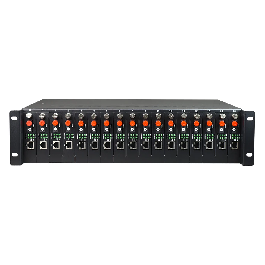 2U Rack Mount Chassis Managed 17 Slots 2 UTP Ethernet Port Fiber Media Converter