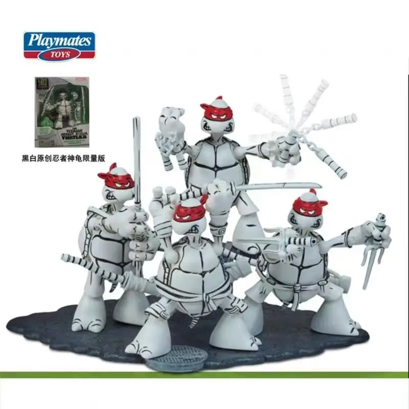 

Playmates Toys Teenage Mutant Ninja Turtles 40th Anniversary Limited 6 Inch Black White Sketch Action Figure Collectible Model