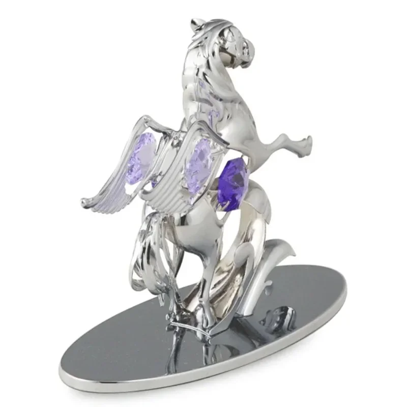 

Crystocraft Luxury Chrome Plated Pegasus Figurine Decorated with Brilliant Cut Crystals Decorative Home Decor