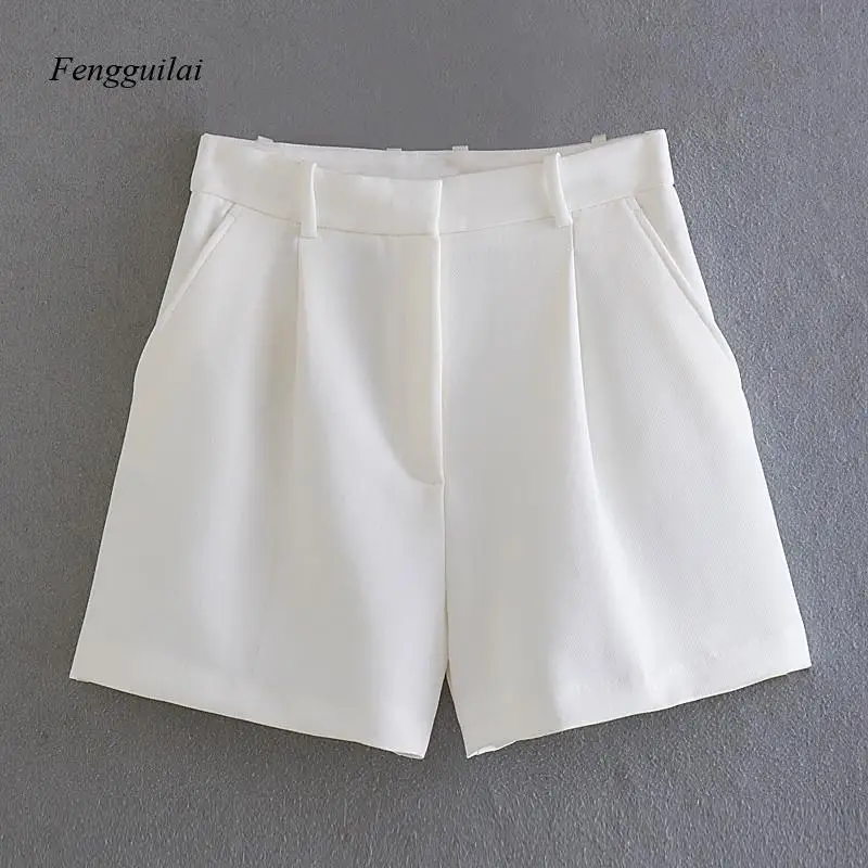 

Новые летние женские шорты в европейском стиле: модные, универсальные, с высокой талией, плиссированные, повседневные