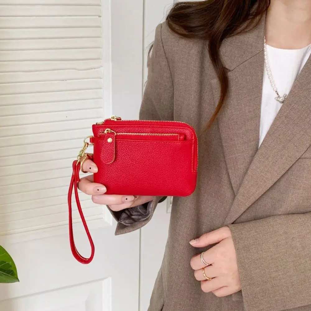 

Женский короткий кошелек с несколькими отделениями для карт, многофункциональный клатч из искусственной кожи, однотонная портативная уличная сумка для хранения губной помады