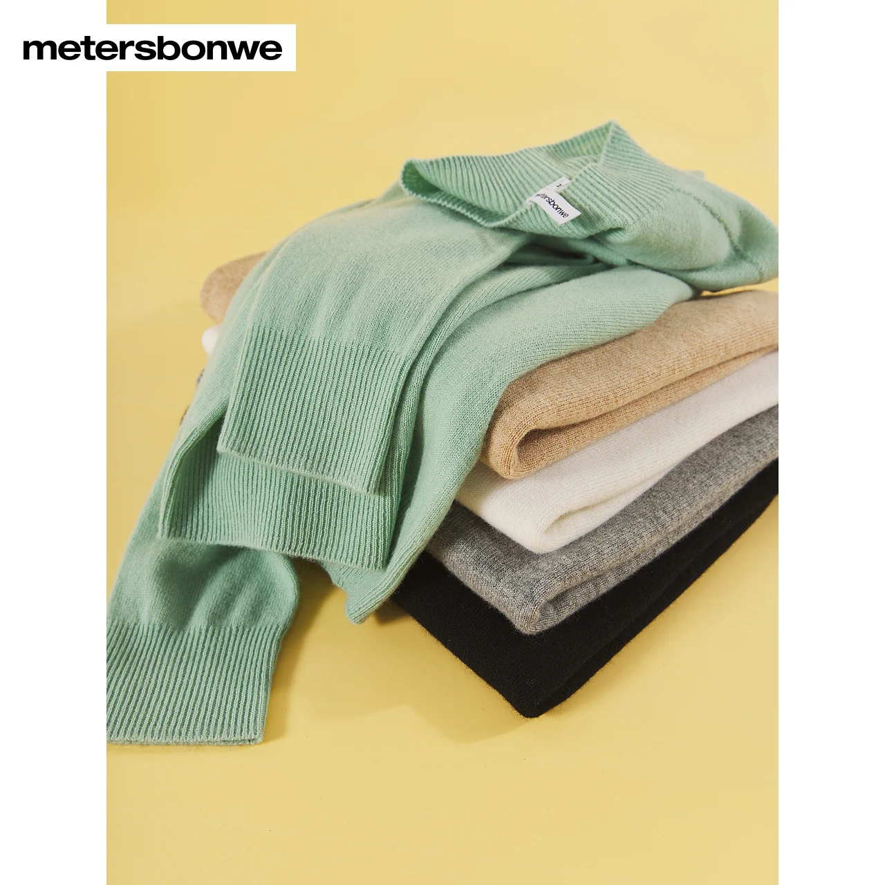 

Metersbonwe-Women's Crewneck Long Sleeve Jumper 100%Wool Sweater Solid Color Commuter Basic Warm Winter