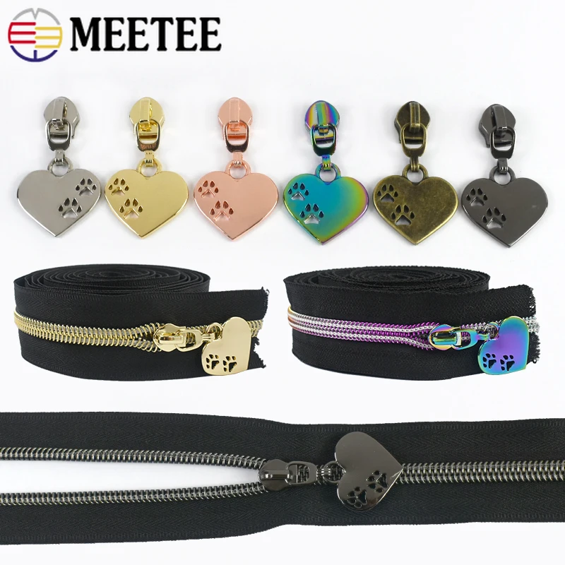 

5-20Pcs 5# Nylon Heart Zipper Sliders Pocket Bags Closure Zippers Puller Luggage Jacket Replace Zips Accessories for Handbags