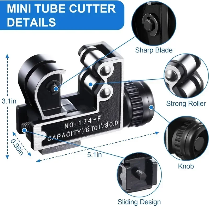 Imagem -02 - Mini Pipe Cutter Tool Corte de Cobre Latão Pvc Plástico Alumínio Aço Inoxidável