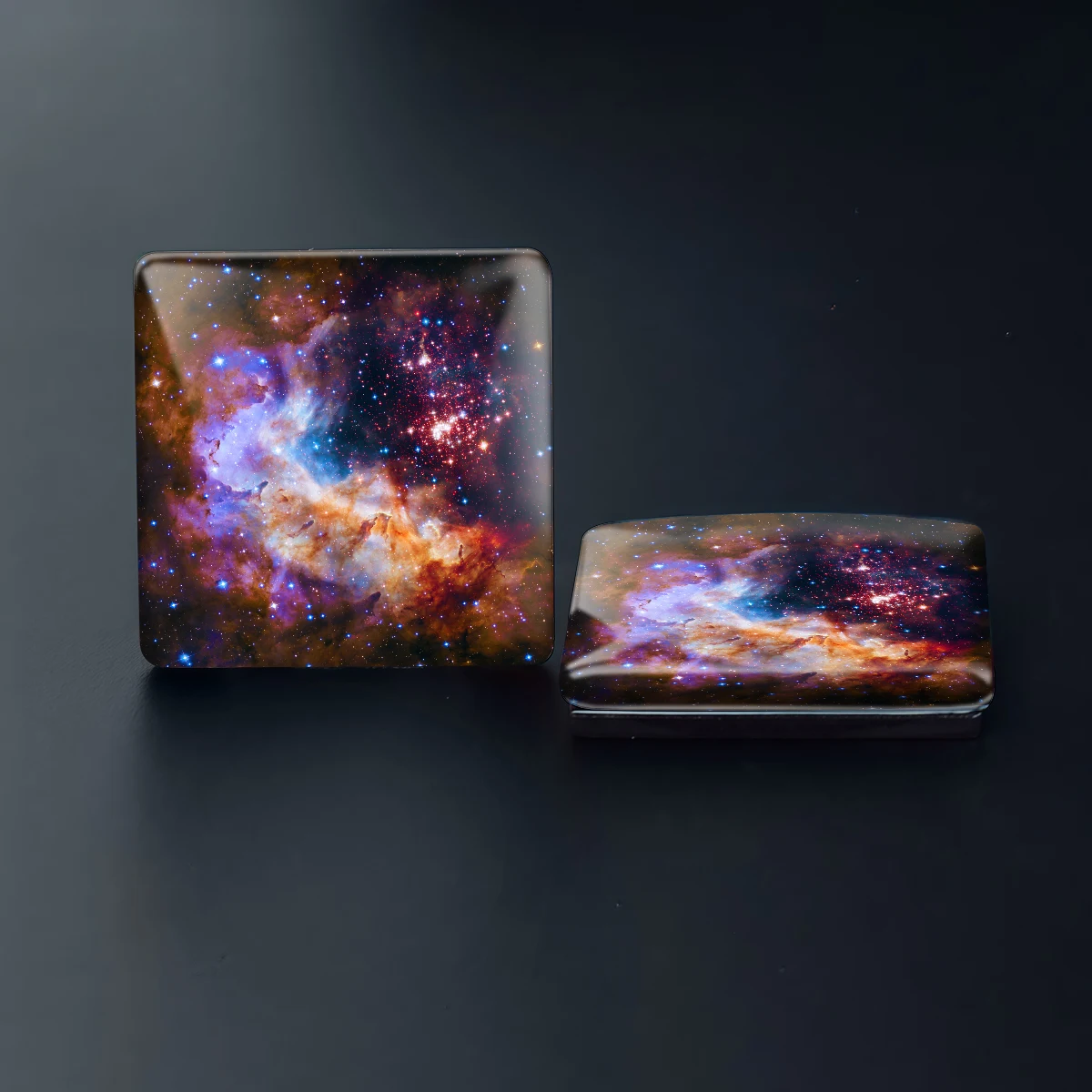 1PC 30MM Square Star Cluster Glass Circular Refrigerator Sticker Nebula Home Decoration Birthday Gift Astronomy Enthusiasts Gift