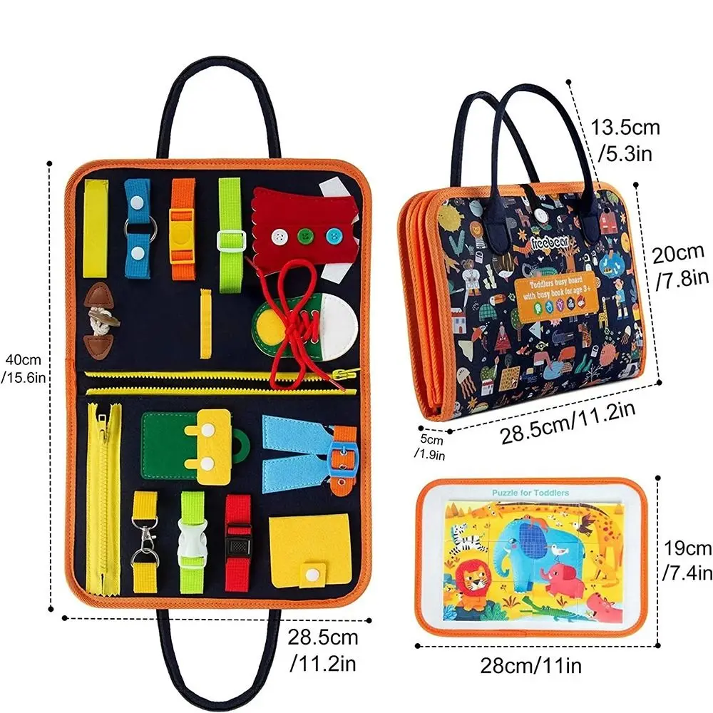 Creative Cute Felt Busy Board Life Skills Cartoon 3D Quiet Activity Book DIY Portable Toddlers Montessori Toys Children Gift