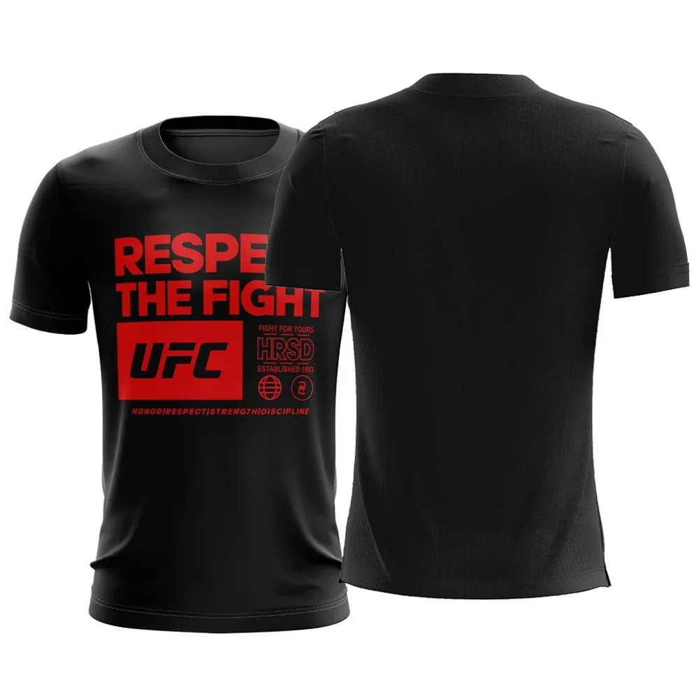 الرجال UFC القتال التدريب جيرسي موضة جديدة الأسود تيز الرجال اللياقة البدنية الصالة الرياضية الرياضة الجولة الرقبة تي شيرت الذكور عادية أبلى القمم