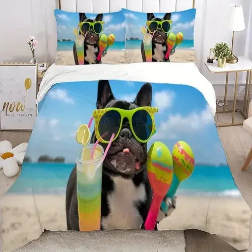 

Pug Dog Duvet Cover Pug Dog Background Theme Duvet Cover Suitable for Children Kids and Adults Soft Comfortable and Breathable