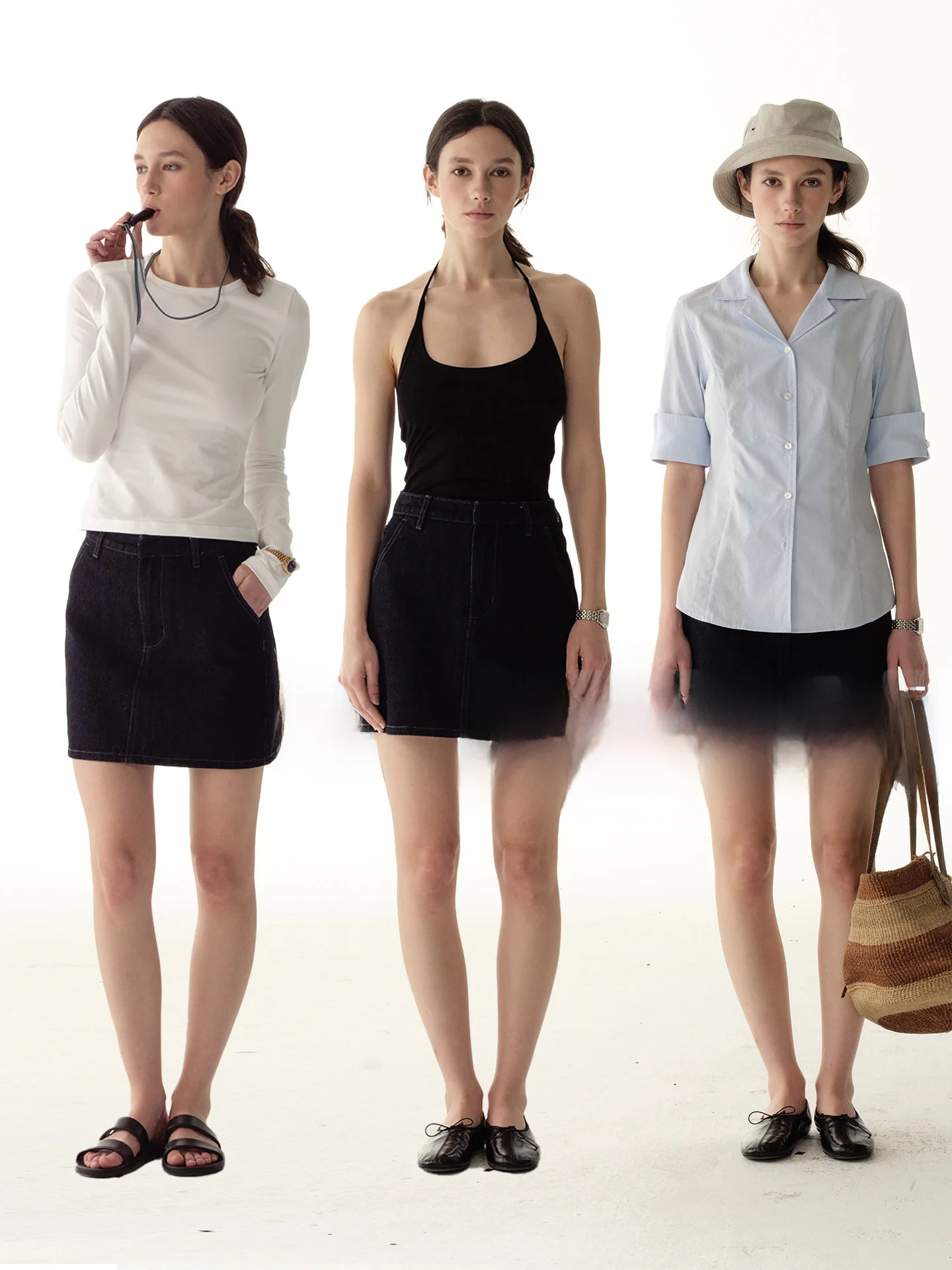 

Vintage High Waist Denim Skirt Women's A-Line Short Skirt with Slanting Pockets Mid-Rise Cotton Casual Summer Skirt