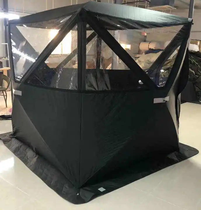 

Custom Outdoor Portable Outside Sauna Tent Tourist Winter Tent Tube for Bivvy Fishing Tent With Stove Ice Box Room