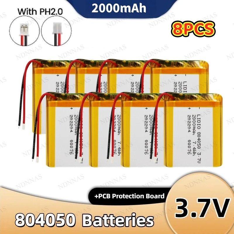 804050 Lipo 2000mAh Akku 3,7V Li-Polymer Lithium-Ionen-Batterien für Massagegeräte Medizinische Geräte Auto-Luftfilter Lautsprecher