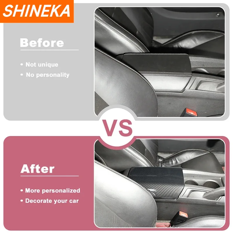 SHINEKA ABS Car Armrest Box Rear Panel Decoration Cover for Chevrolet Camaro 2010 2011 2012 2013 2014 2015 Interior Accessories