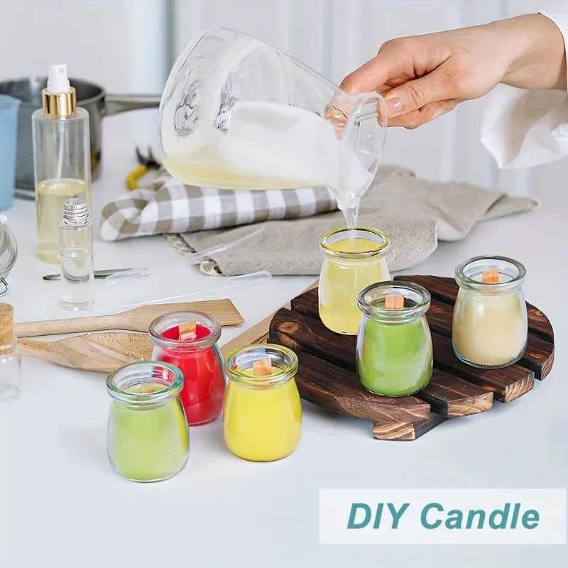 6-40 قطعة برطمانات حلوى زجاجية صغيرة مع أغطية من الفلين 3.4 أونصة لتقوم بها بنفسك صنع الشموع تتضمن خيوط وملصقات برطمانات هدايا زجاجية لديكور عيد الميلاد