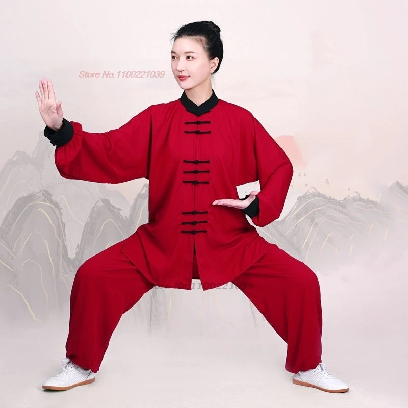 2024 chinese vintage tai chi martail arts uniform tops+pants set kung fu tai ji training exercise stage performance clothes