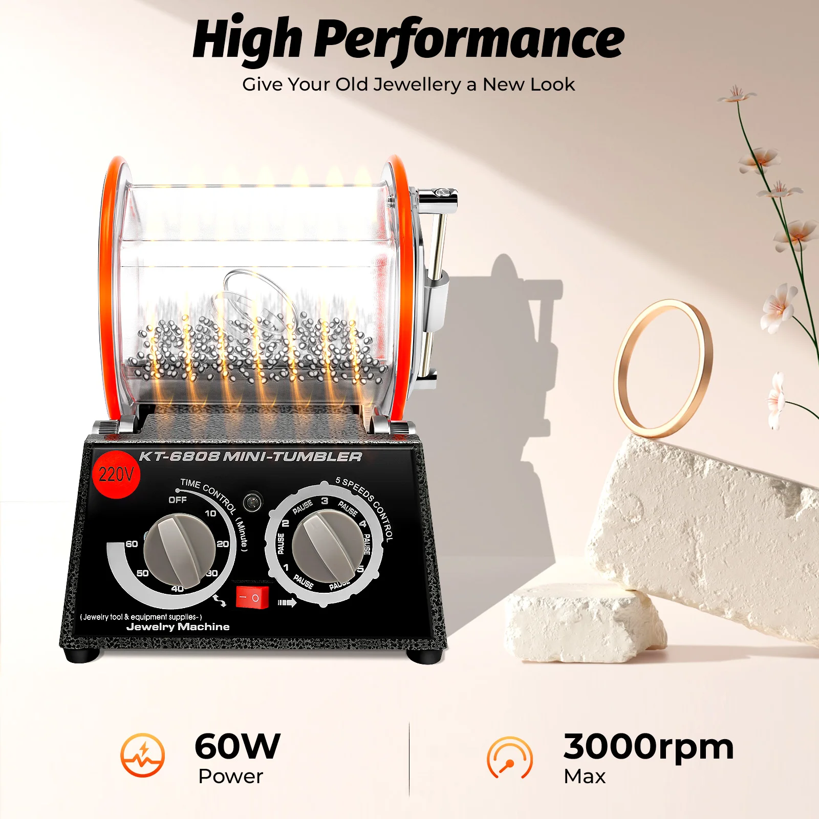 

Jewelry Polisher Finisher Machine DIY Rotary Tumbler Polishing Bead 3KG 110V/220V