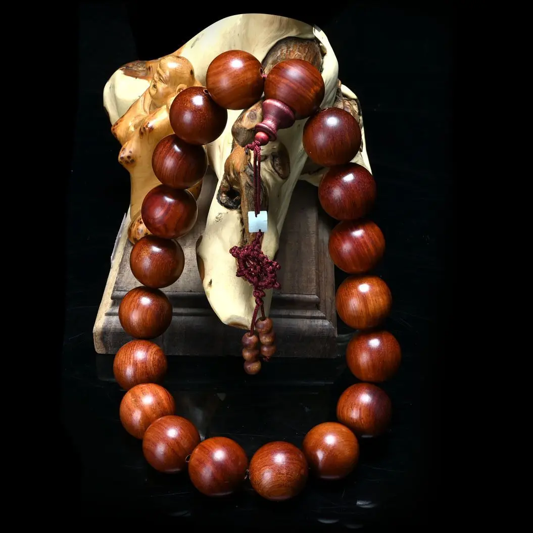Authentic Huanghuali Wood Large Size Prayer Beads Bracelet Male Bold Car Hanging Decor Handheld Buddhist Rosary Ornament
