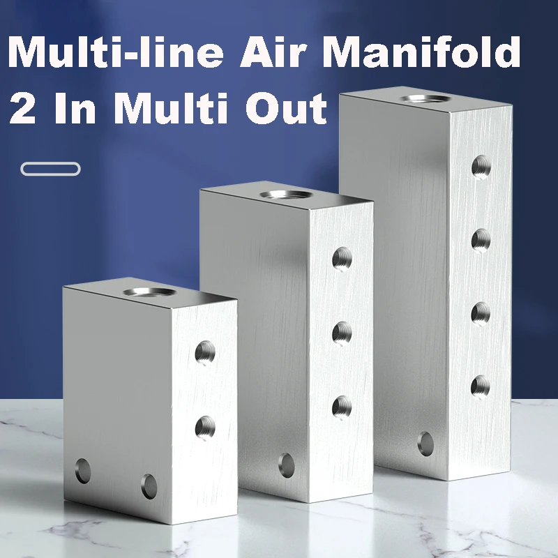 2 In Multi Out Pneumatic Manifold Air Distribution Block, Aluminum Alloy Air Manifold