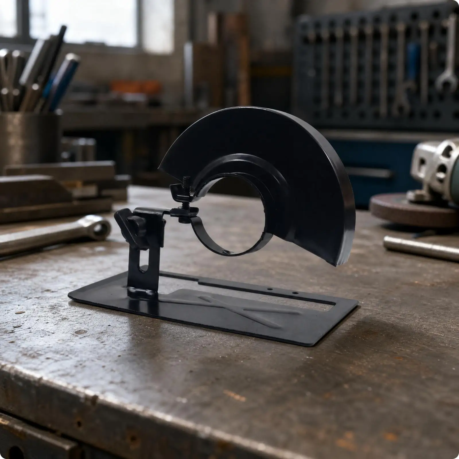 Angle Grinder Cutting Guard with Support Base Thickened Steel Semicircular Shield for Metalworking Fabrication Tasks