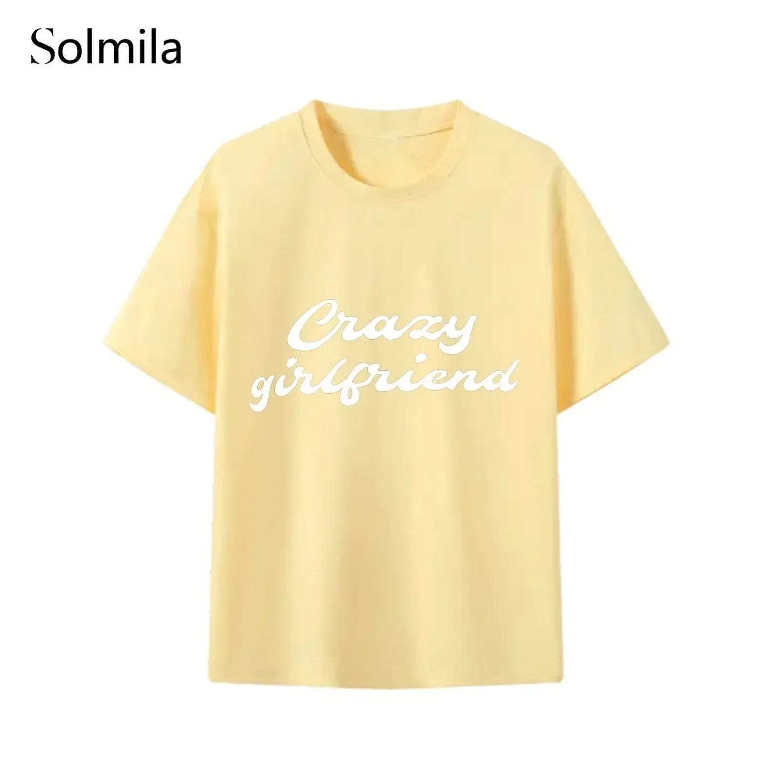 

Women T Shirt Simple Korean Causal Comfortable Short Sleeve Letters Prints Tee Round Neck Top Fashion