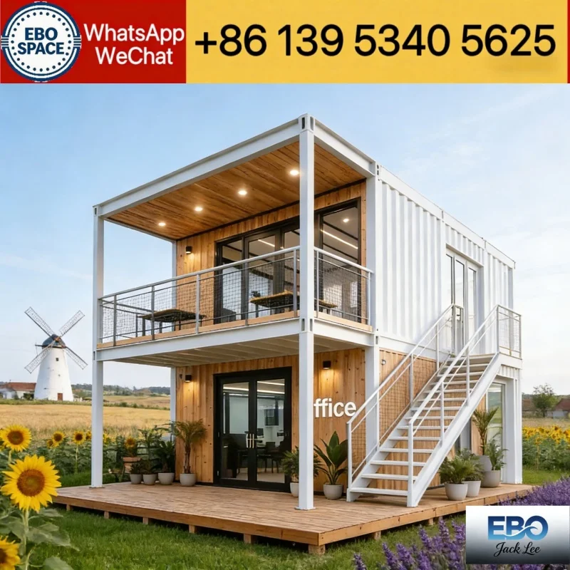 EBO double-wing expandable folding house prefabricated luxury villa outdoor holiday container with shower and kitchen
