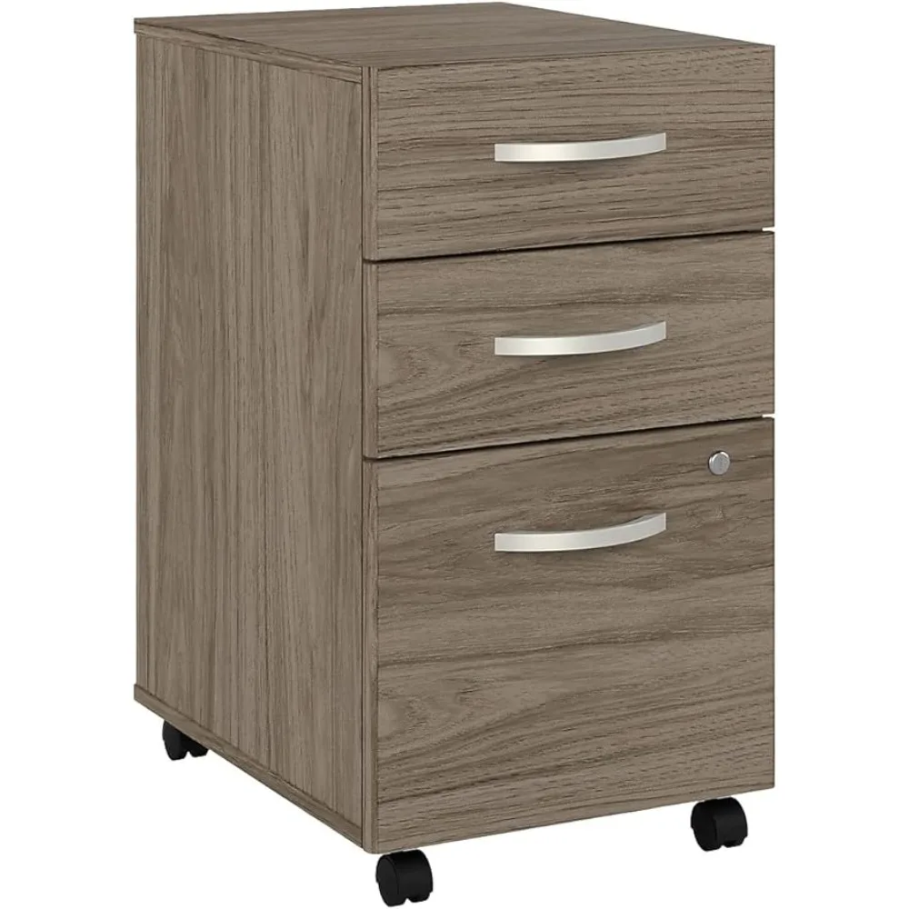 Furniture Studio C 3-Drawer Mobile Vertical File Cabinet Filing Cabinets Lockable Modern Hickory Freight Free Storage Office