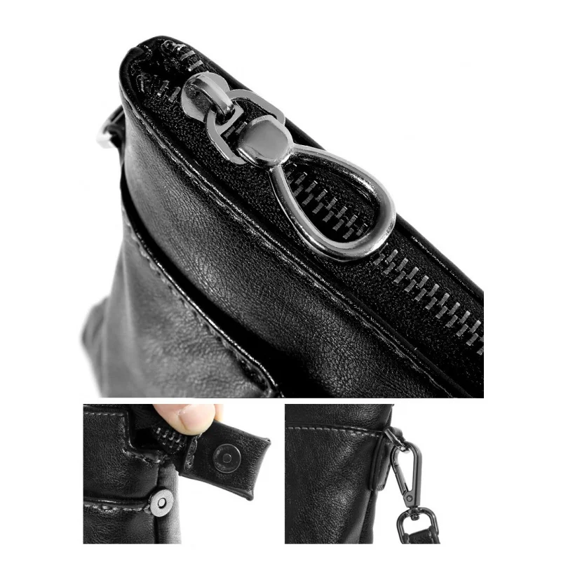 Picture 7: Fashionable Leather Clutch Bag Men Large Capacity Top Layer Cowhide Handbag Wallet Stylish Long Shape Grab Bags