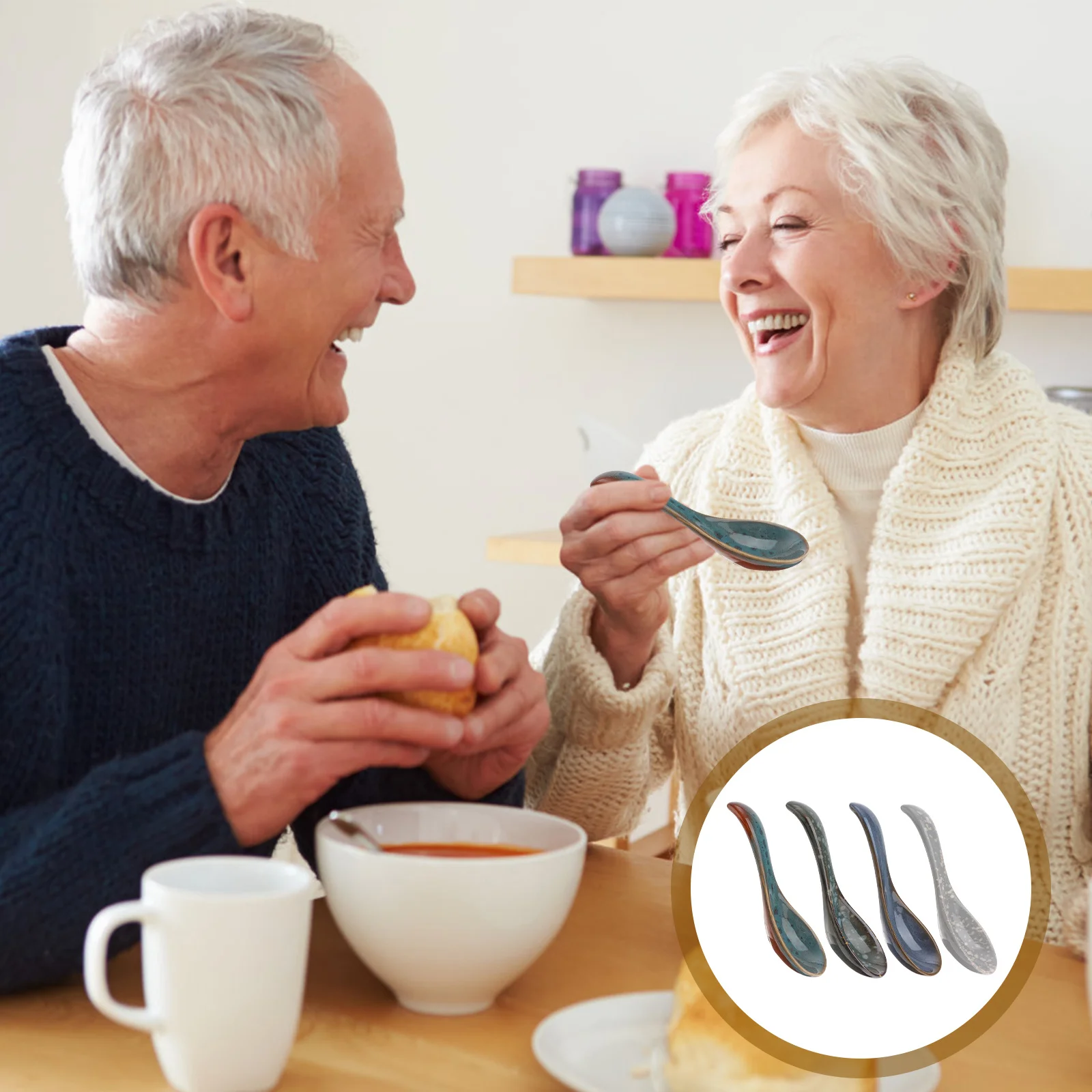 

4Pcs Simple Ceramic Spoons High Quality Smooth Finish Multipurpose Soup Rice Spoon for Home Kitchen Restaurant Daily Use