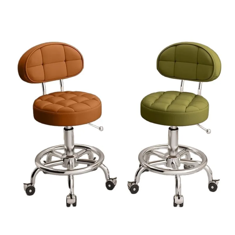 Adjustable Height Rolling Round Stool, 360 Swivel Makeup Chair, Universal Wheel Salon Bar Stool for Home Beauty Barber